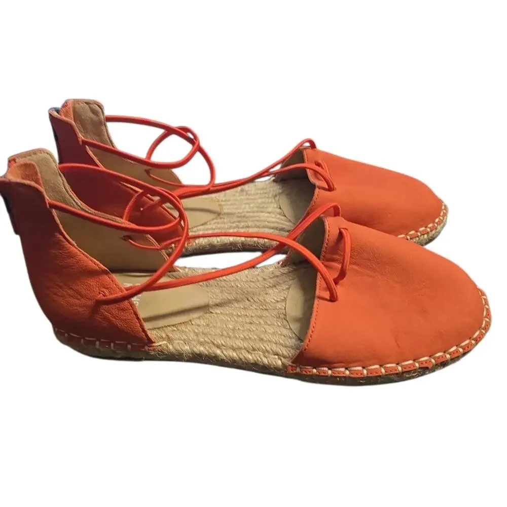 Eileen Fisher Orange Leather Espadrille Flats